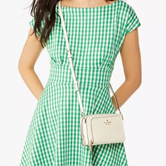 NWOT Kate Spade Stacie Dual Zip Crossbody Bag White Leather Meringue Purse🤍 - Picture 5 of 5